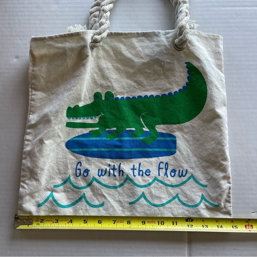 Canvas Tote Bag Go With The Flow . - image 7